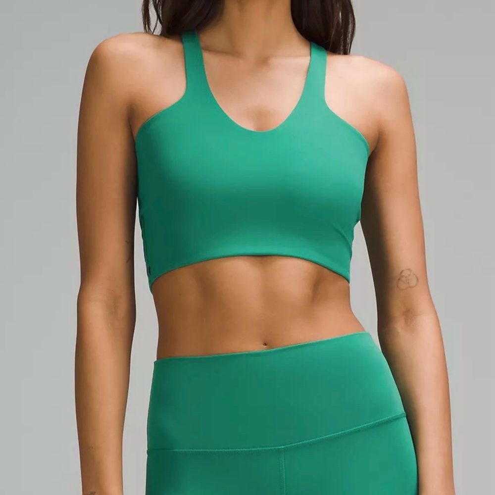 NWT Lululemon Bend This V and Racer Bra - Cascadia Green - Picture 2 of 7